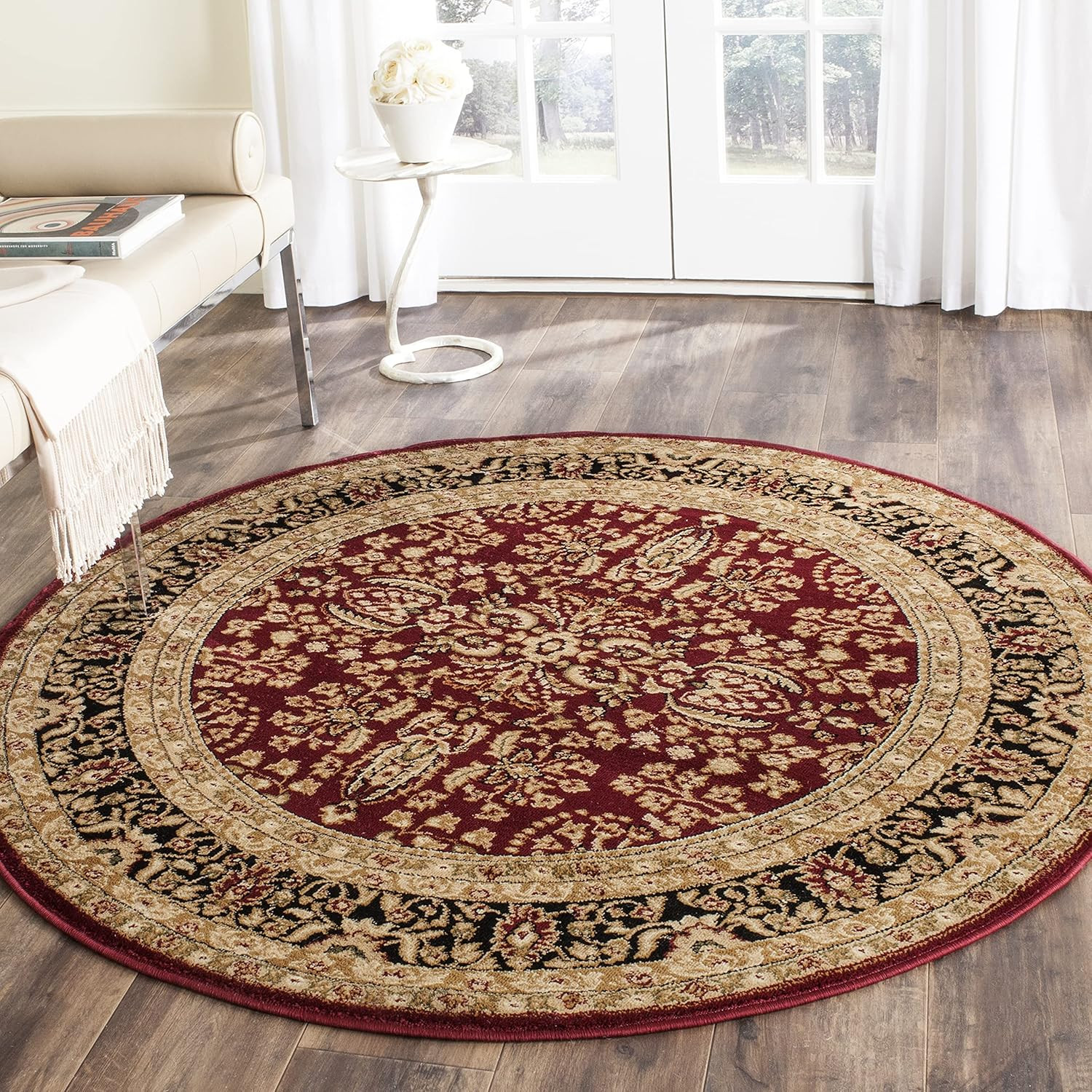 Lyndhurst 10' Round Area Rug - Red & Black, Traditional, Easy Care, Non-Shedding gallery