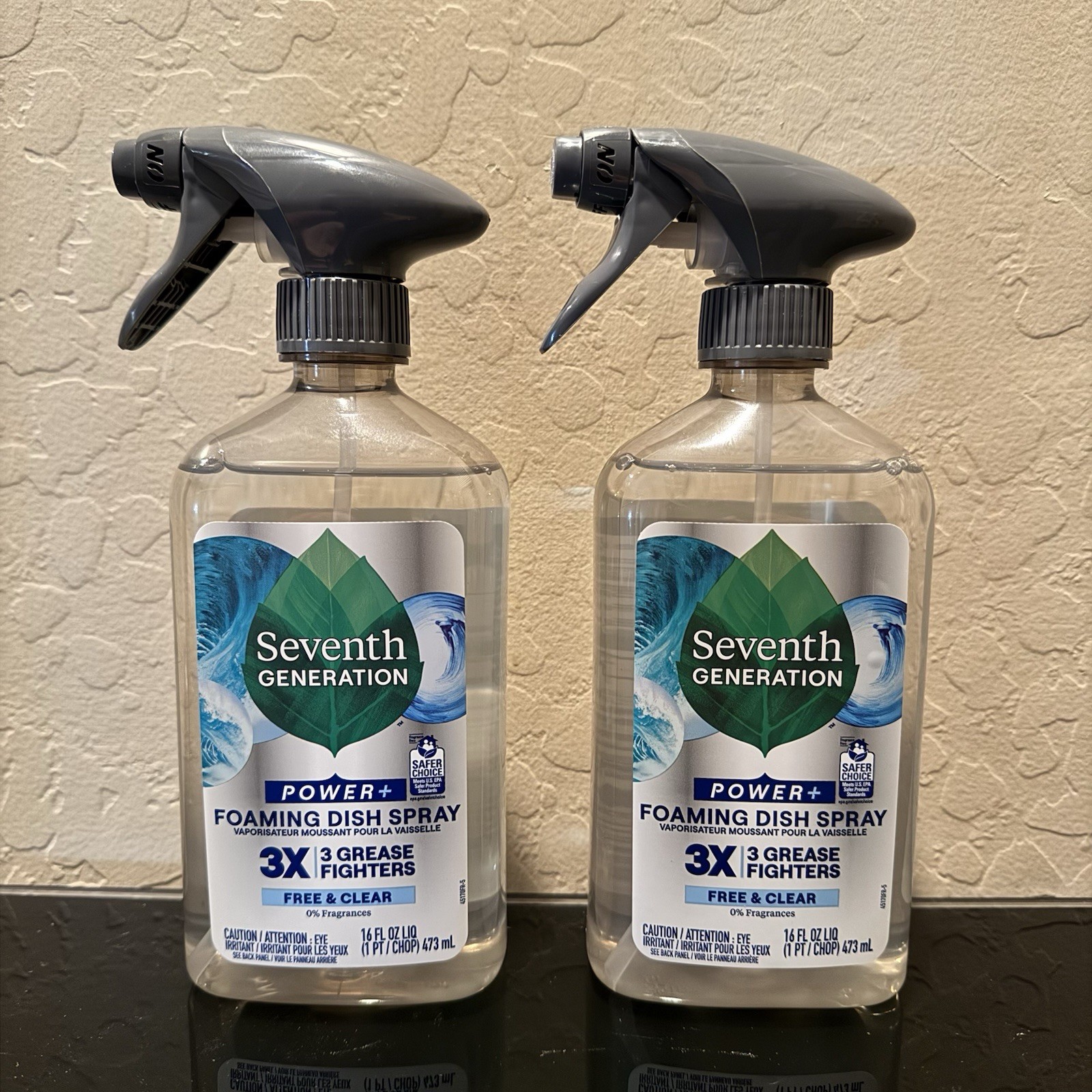 2 Pack Seventh Generation Power Foaming Dish Spray - Free & Clear 16oz NEW gallery