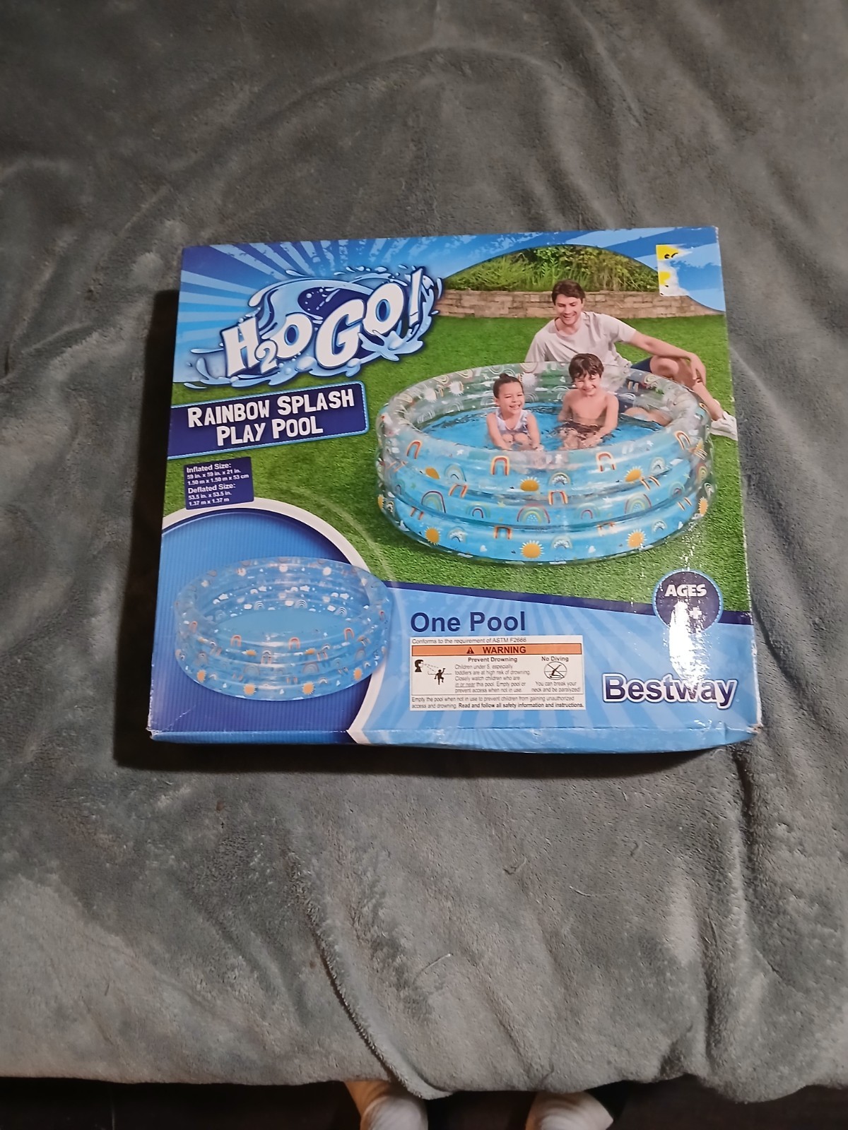 Rainbow Splash Play Pool Inflat Size 59in x 59in x 21in Brand New gallery