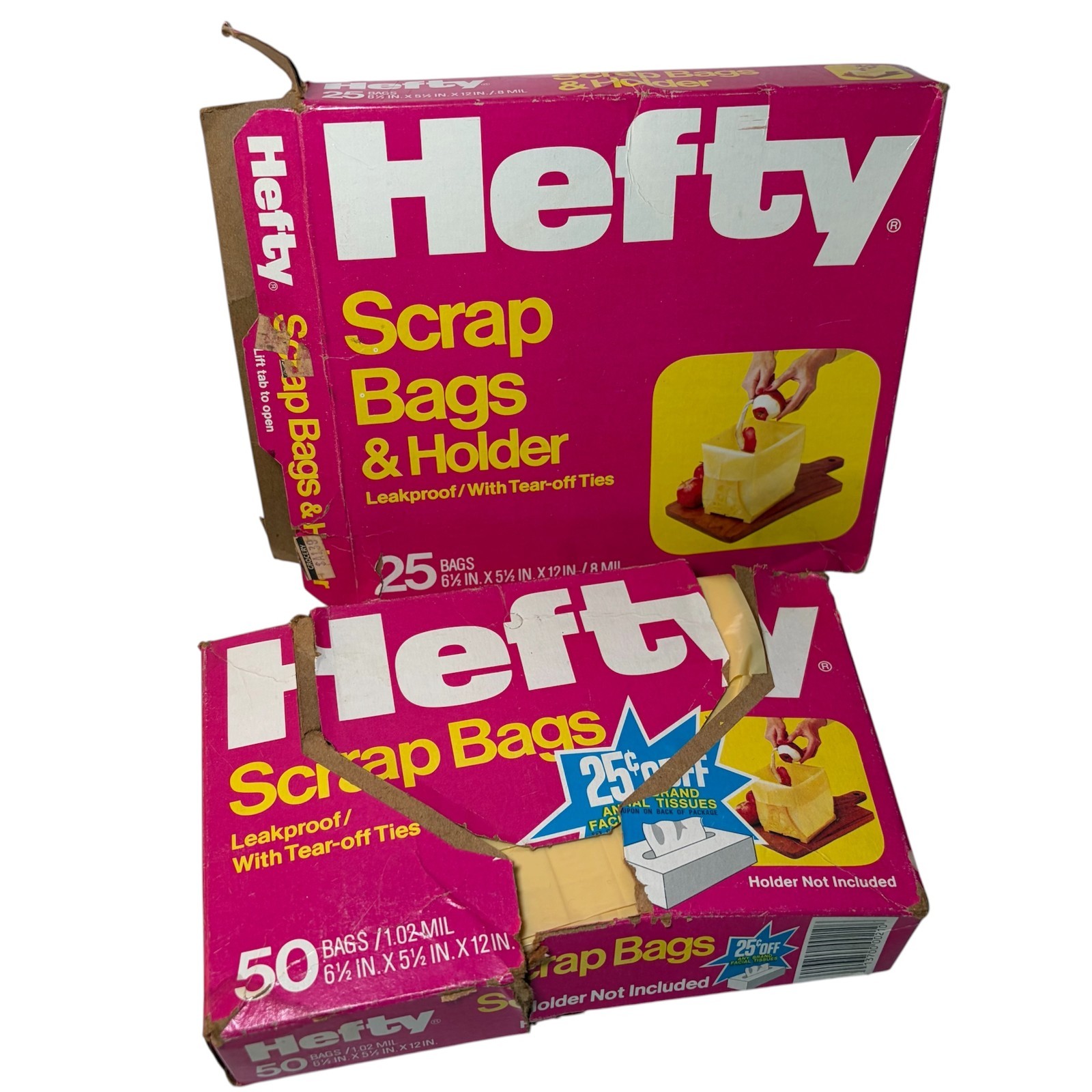 Set of 2 Partial Open Boxes Hefty Scrap Bags Late 1970s 67 Bags Total No Holder gallery