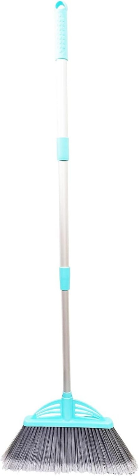 Three-Section Telescopic Aluminum Alloy Rod Long-Handled Broom Light Blue gallery