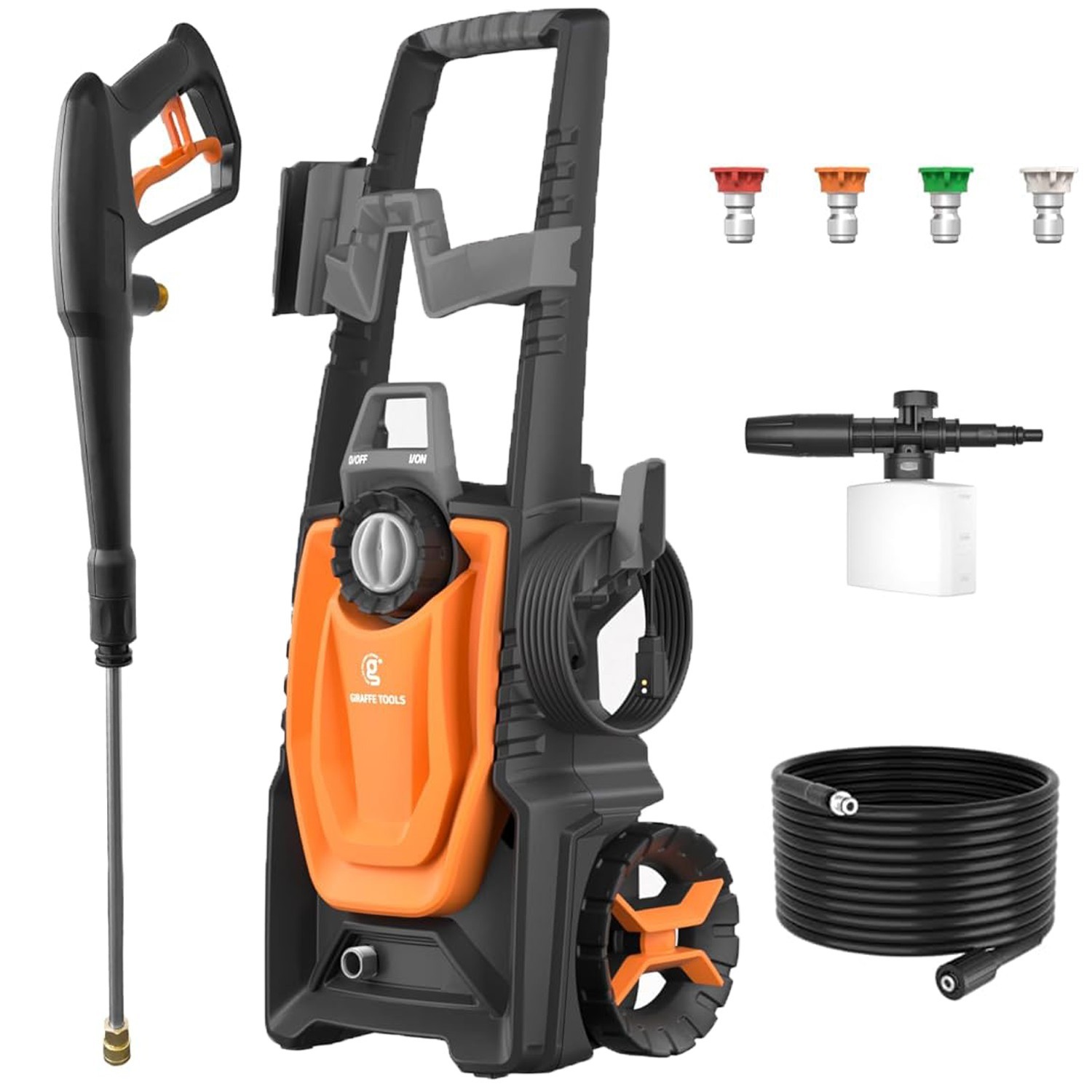 Giraffe Tools Electric Pressure Washer Max 2400 PSI 2.3 GPM, 20+32FT, 4 Nozzles gallery