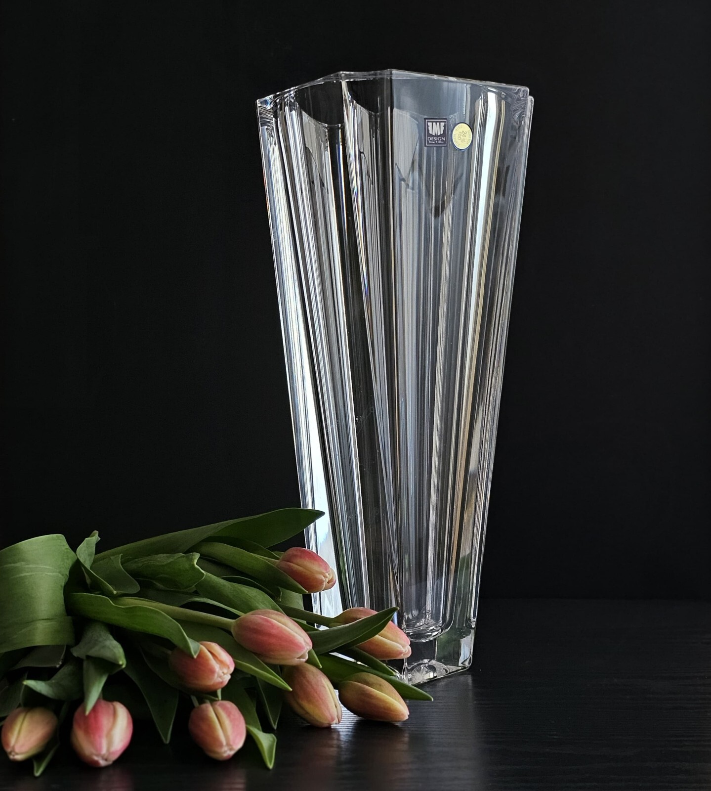 Bohemia Crystal Clear Vase "Balzac" – 13" Tall | Czech Republic Glass art gallery