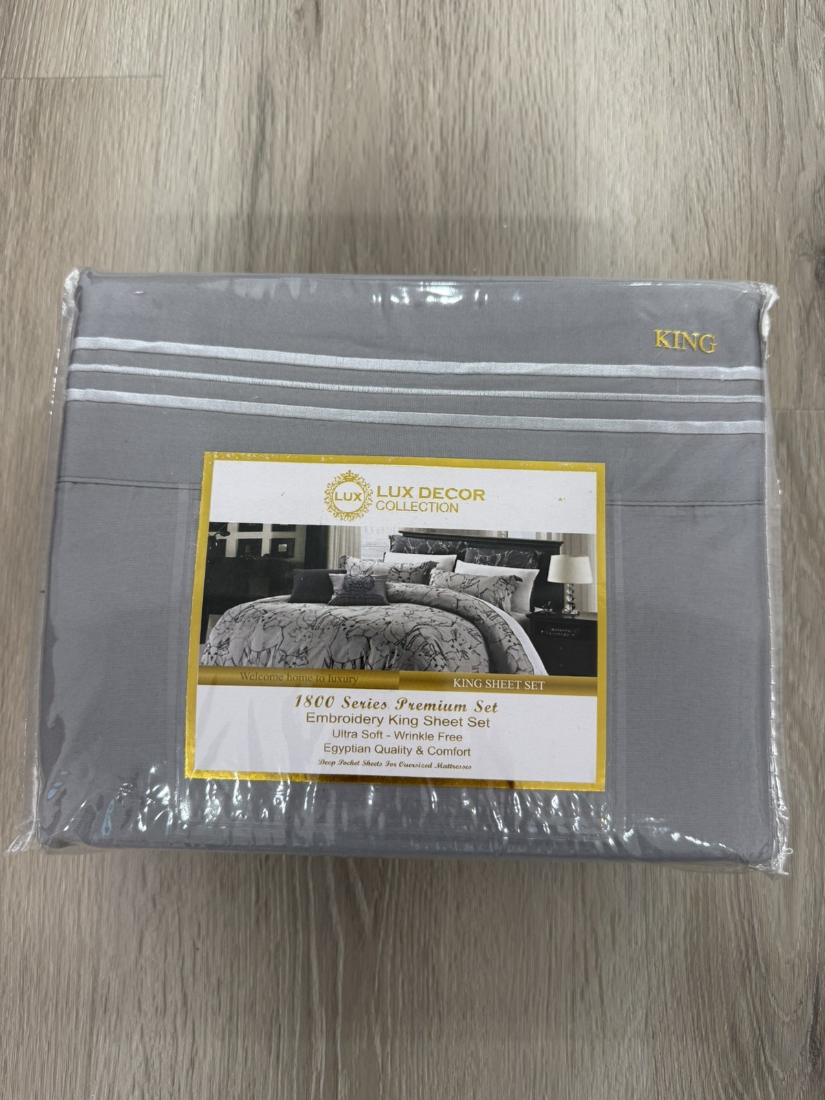 Lux Decor Collection 1800 Series Premium 4 piece KING Grey Sheet Set Ultra Soft gallery