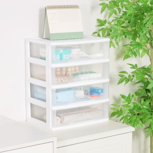 Plastic Stackable Storage 4 Drawers Bathroom Makeup 1Pack 4Drawer -Large White gallery