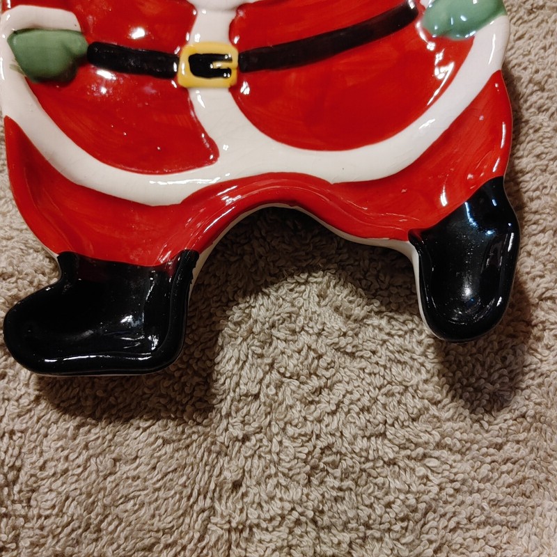 Santa Ceramic Serving Dish Candy Dish💥Chip on Back As Shown In Pic💥priced Acco gallery