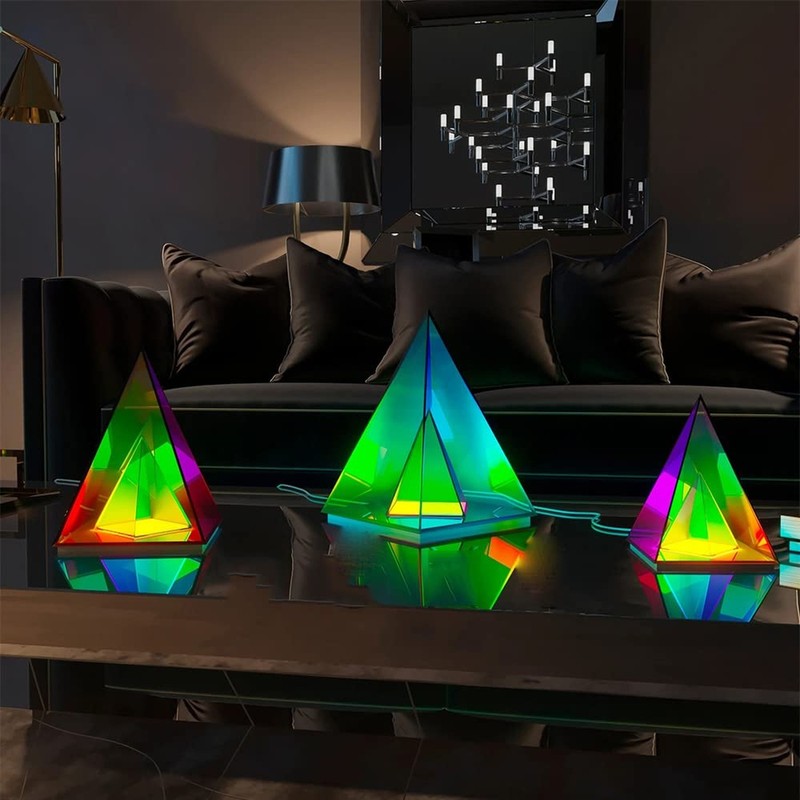 'Pyramid' Modern Table Lamp, Simplistic and Innovative Design, Colorful Trans... gallery