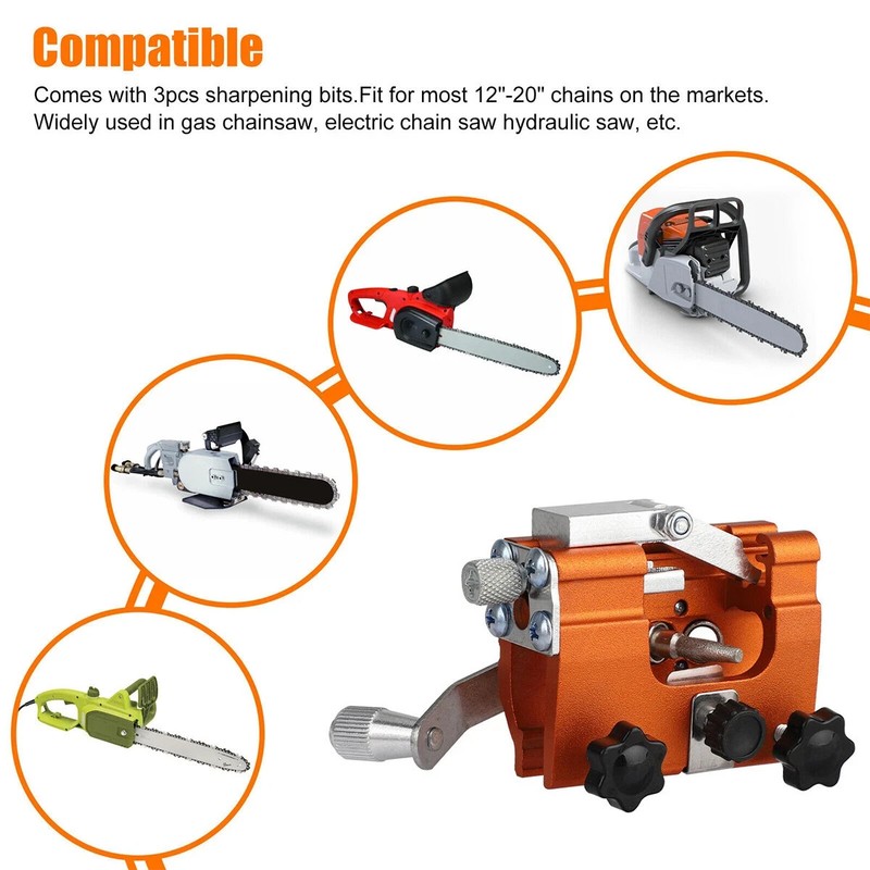 Chainsaw Chain Sharpening Jig Portable Hand Crank Sharpener Tool Set us gallery