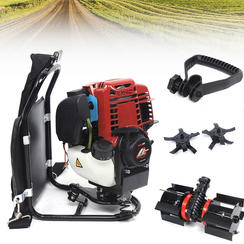35.4cc Backpack 4-Stroke Mower Brush Cutter For Weeding Tilling 12in Blade gallery