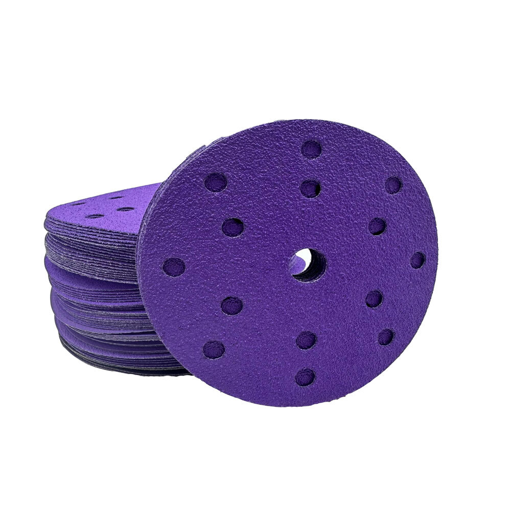 25PCS 6 Inch 15 Hole Purple Ceramic Sanding Discs 150mm 240 Grit Hook and Loop gallery