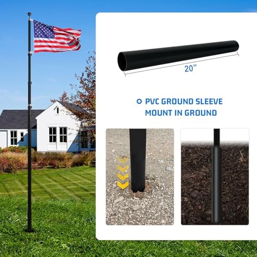 20ft Telescopic Flag Pole - Extra Thick Outdoor Telescoping 20FT Black-20FT gallery