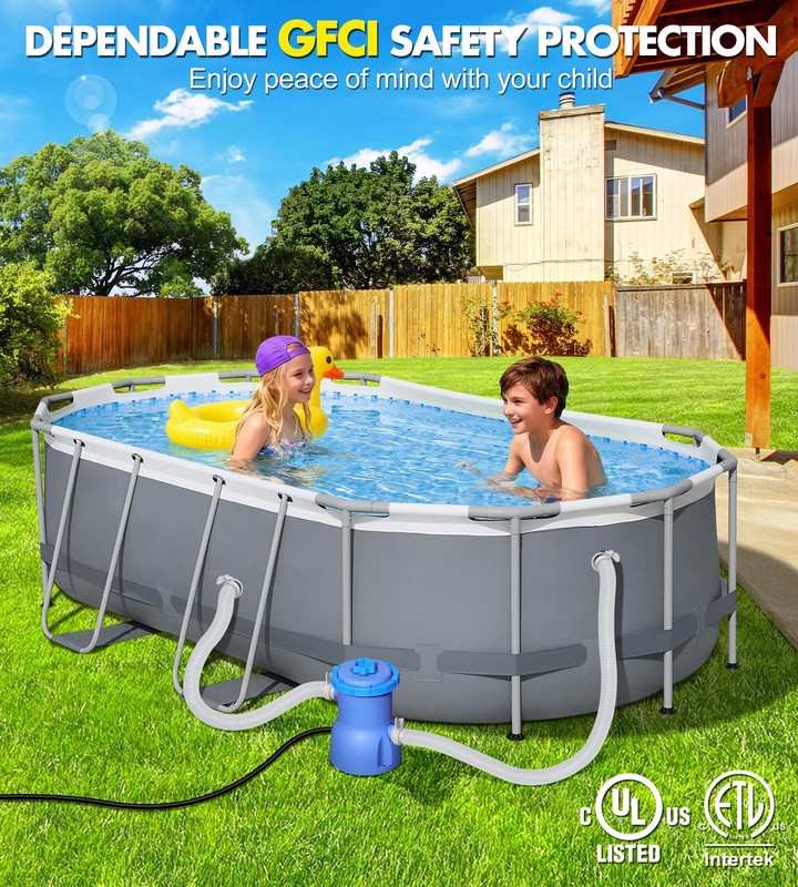 300GPH Pool Filter Pump for Small Above Ground Pools, Blue gallery
