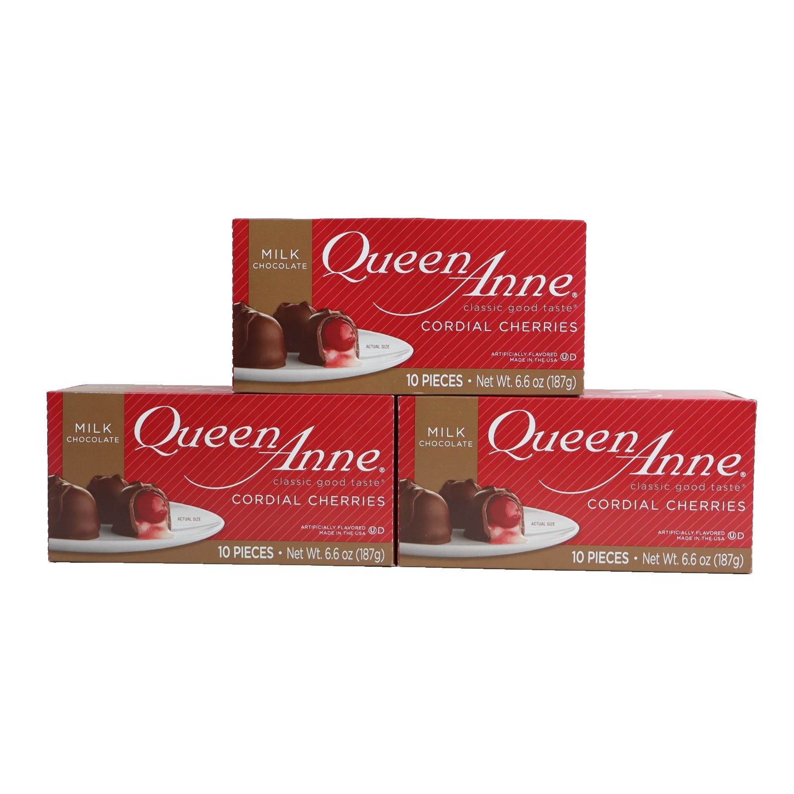 3 PACK Queen Anne Milk Chocolate Covered Cordial Cherries Candy 10ct BB 02/2027 gallery