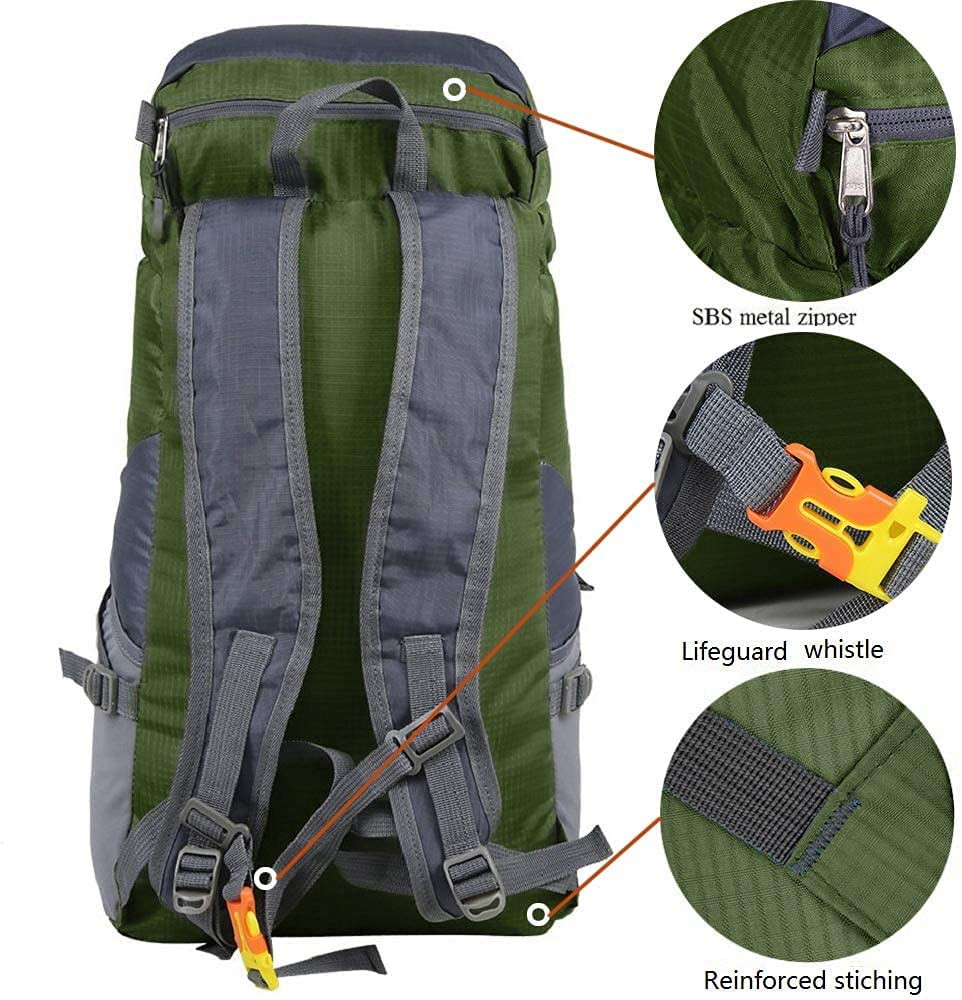 Foldable Backpack, 35L Waterproof Packable Hiking Backpack, Durable Hike Backpac 4