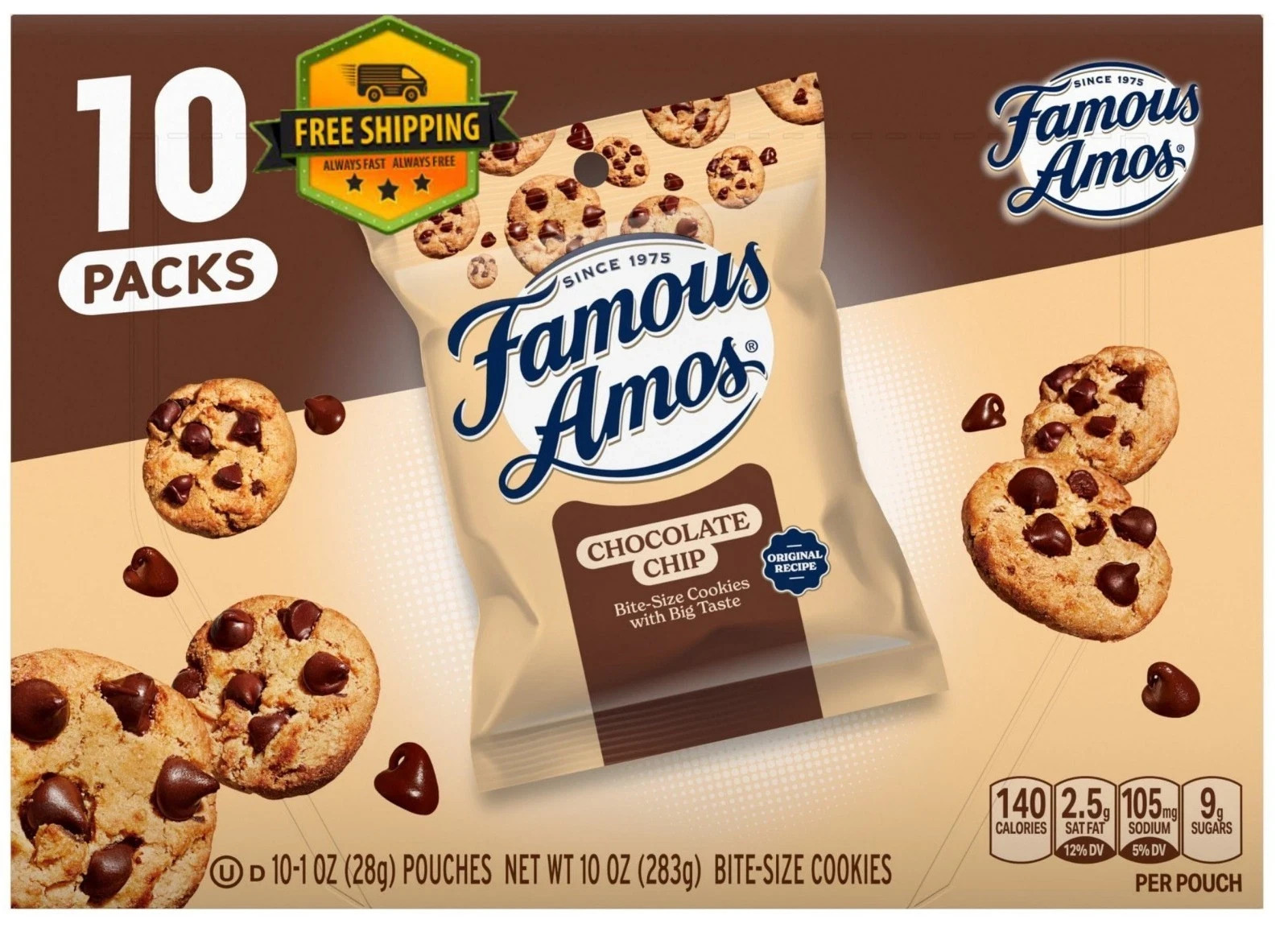 Famous Amos Chocolate Chip Cookies Bite Size 10 Pack 1 oz Bags gallery