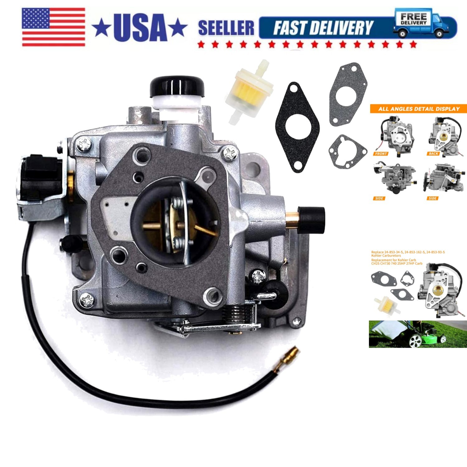 Carburetor Replacement for Kohler Carb CH25 CH730 740 25HP 27HP 24-853-34-S 2... gallery