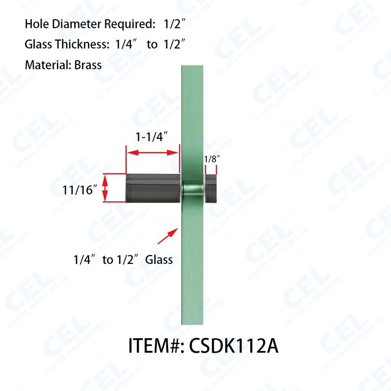CEL - Round Cylinder Single-Sided Shower Door Knob (CSDK112A) gallery