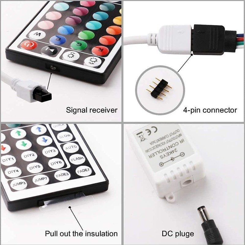 Key LED Strip Lights IR Remote Controller DC 12V 2A Power Supply 5050 3528 gallery