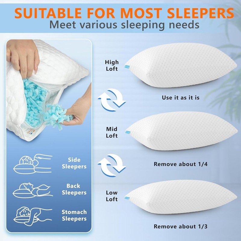 Dual-Temperature Adjustable Cooling Pillow - Standard Size, Breathable Comfort gallery