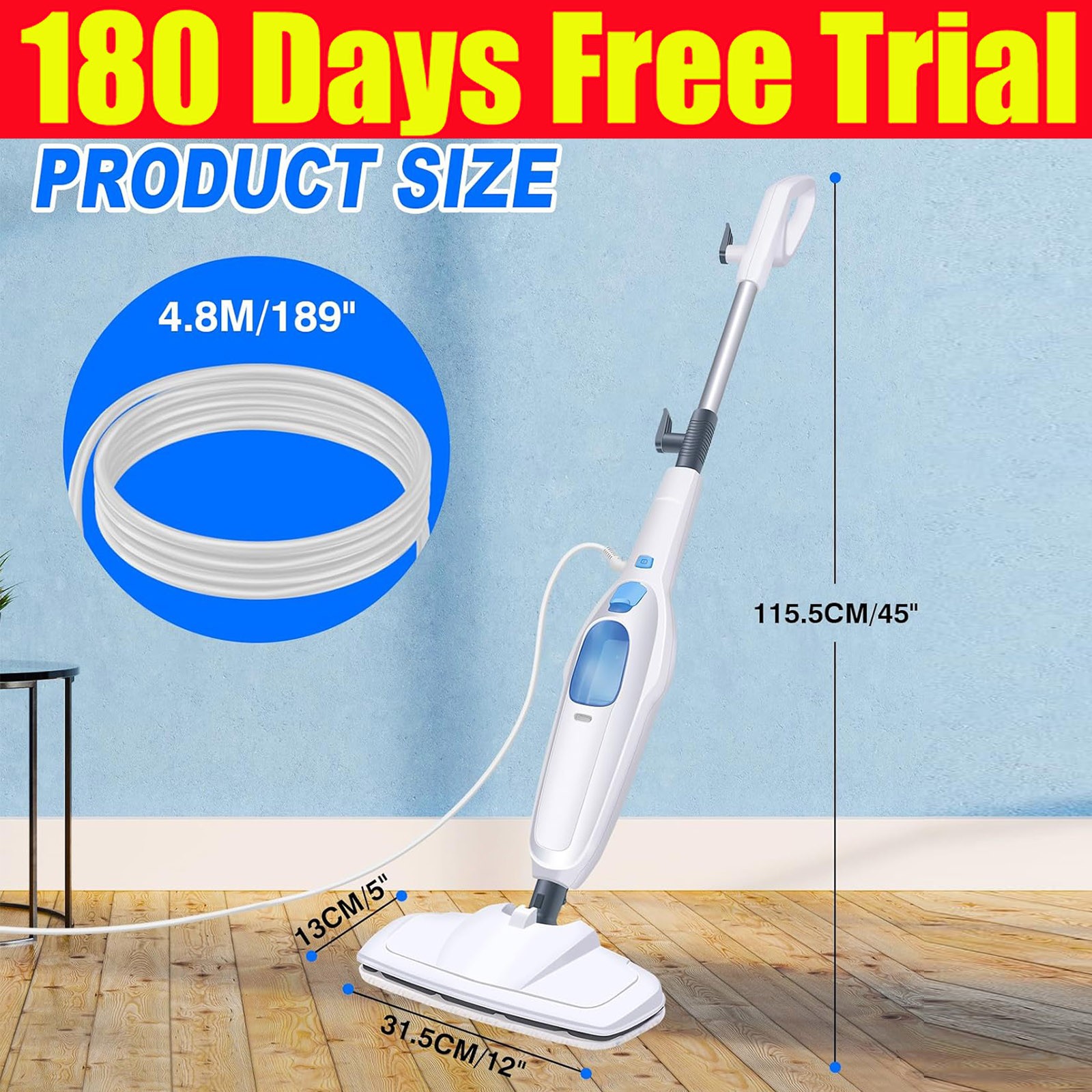 Upright Steam Mop 3500W All In 1 Floor Cleaner Carpet Washer Hand-held Steamer gallery