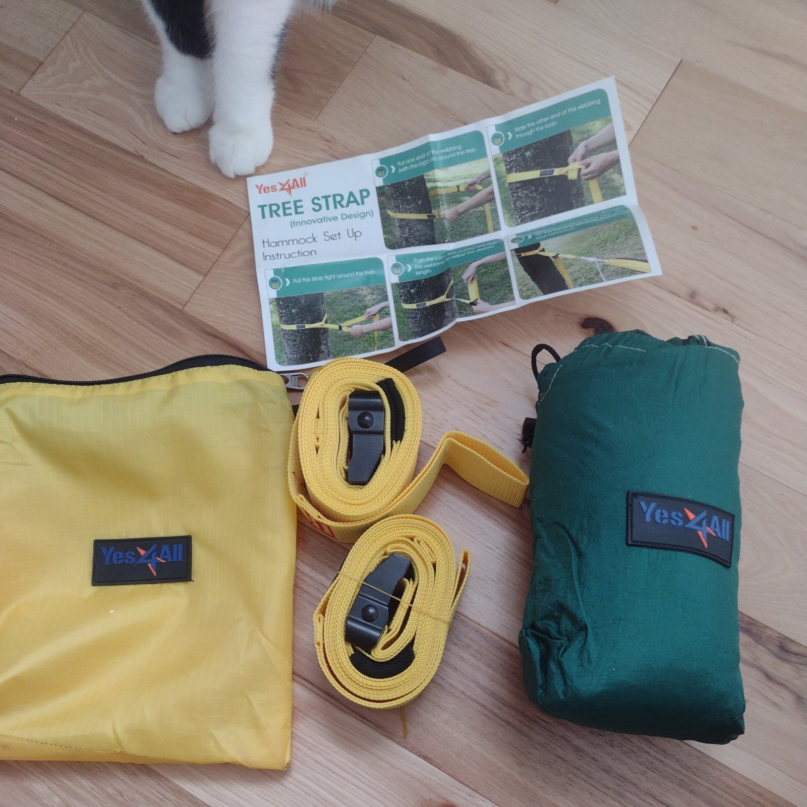 Yes4All LtweightCampingHammock w/ CarryBag-ColorVary(Single) & OptionalTreeStrap gallery
