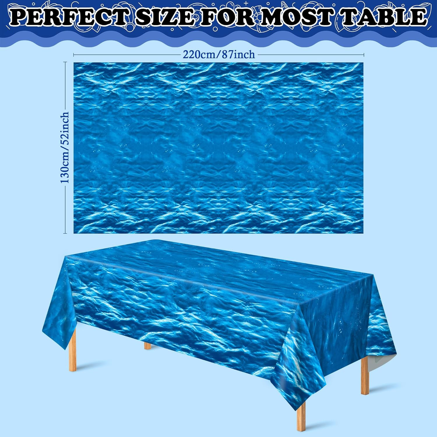 2 Pack Beach Party Decorations - Ocean Waves Plastic Tablecloth for Pool Party D gallery