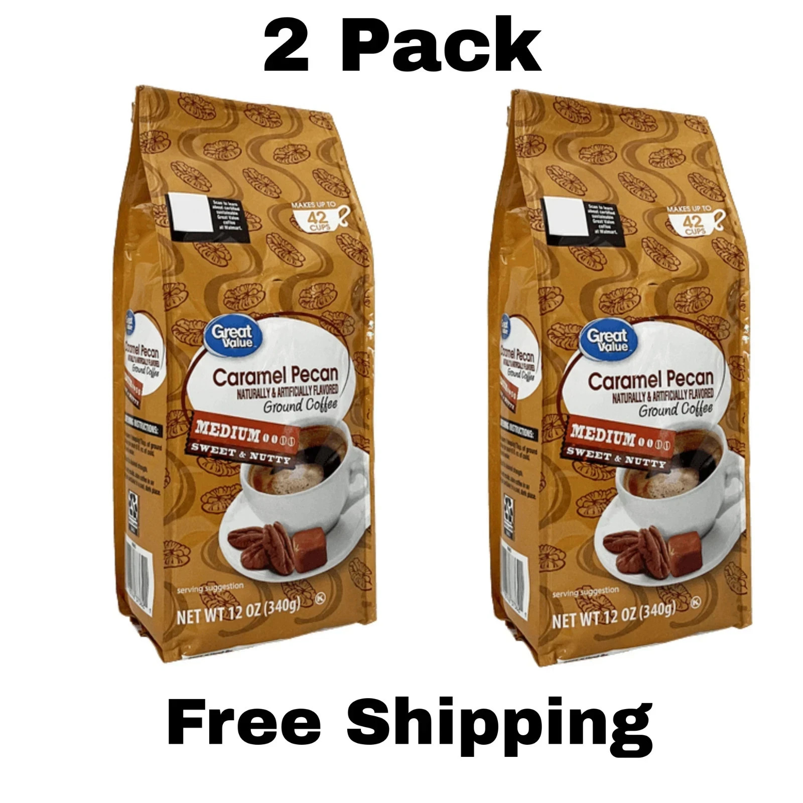 (PACK OF 2) Great Value Caramel Pecan Ground Coffee, 12 oz gallery