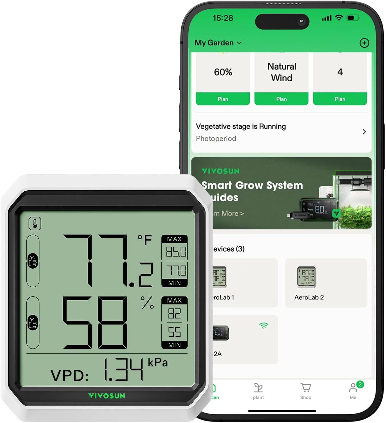 VIVOSUN Bluetooth Hygrometer Thermometer Indoor,Temperature Humidity Meter Alarm gallery