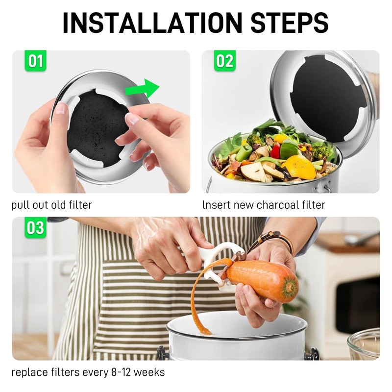 Latest listing in 2025 Charcoal Filter Clean & odorless Compost Bin Best choice gallery