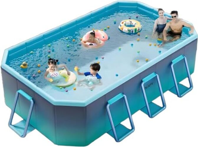 Foldable Pool, 118″ Large Kiddie Pool, Non-Inflatable X-Large Glacier Blue gallery