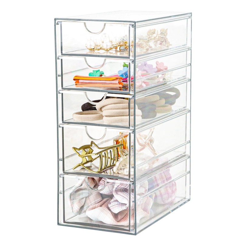 Plastic Drawer Storage with 5 Different Sizes Drawers, Clear Light Gray Hair ... gallery