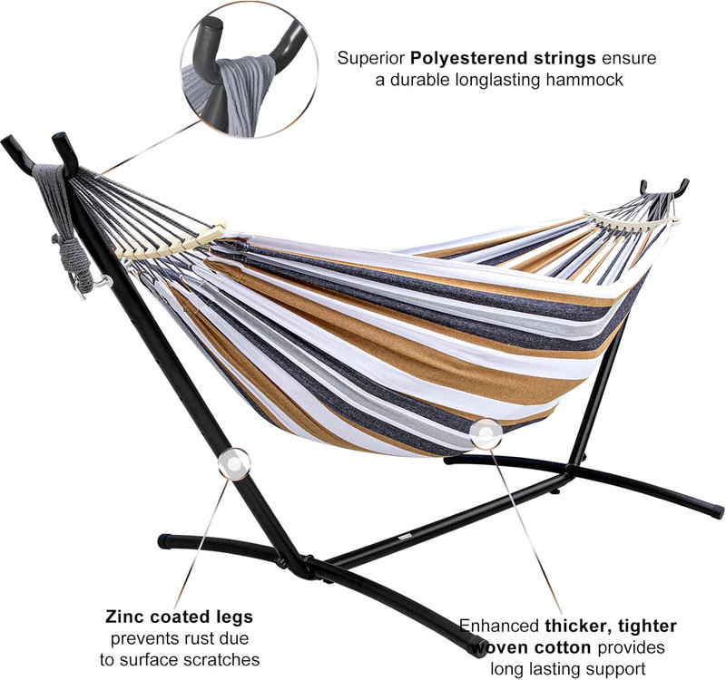 Hamaca Amacas Doble De Patio Con Base Mexicanas Para Casa Patio Camping 450lb gallery