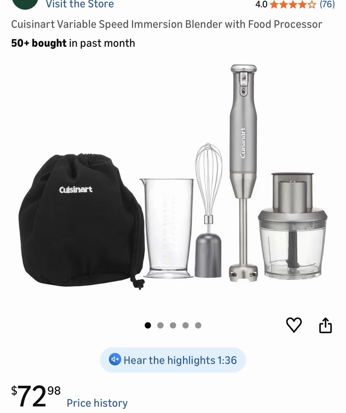 Cuisinart Variable Speed Immersion Blender with Food Processor gallery