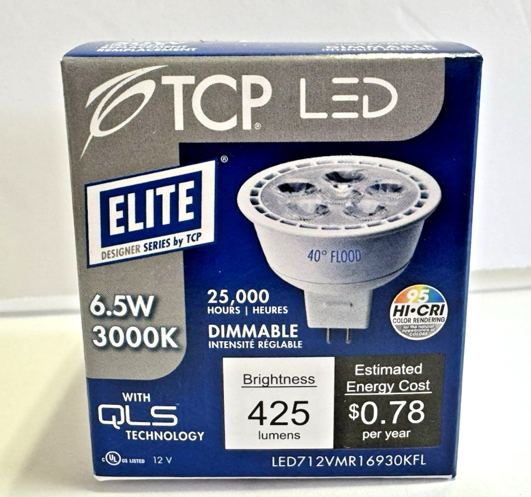 12-LED TCP Lighting LED712VMR16830KFL MR16 500 Lumen Elite 3000K Flood 7W gallery