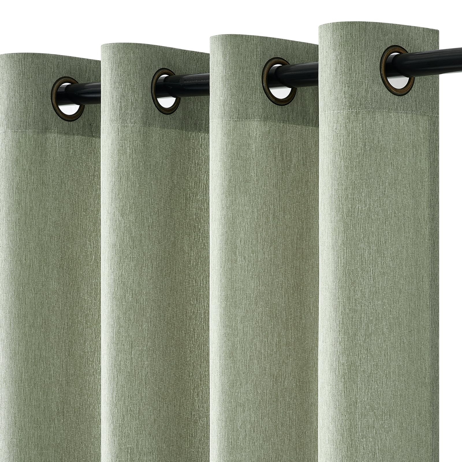 Living Room Curtains Linen Look Boho Eyelet Curtain Semi Sheer Light Filter... gallery