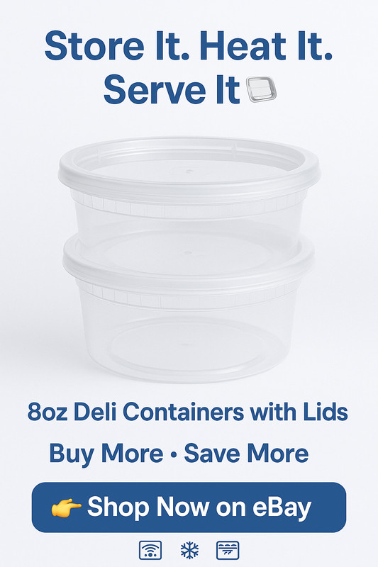 8 oz. Microwavable Translucent Plastic Deli Container and Lid Combo Pack gallery