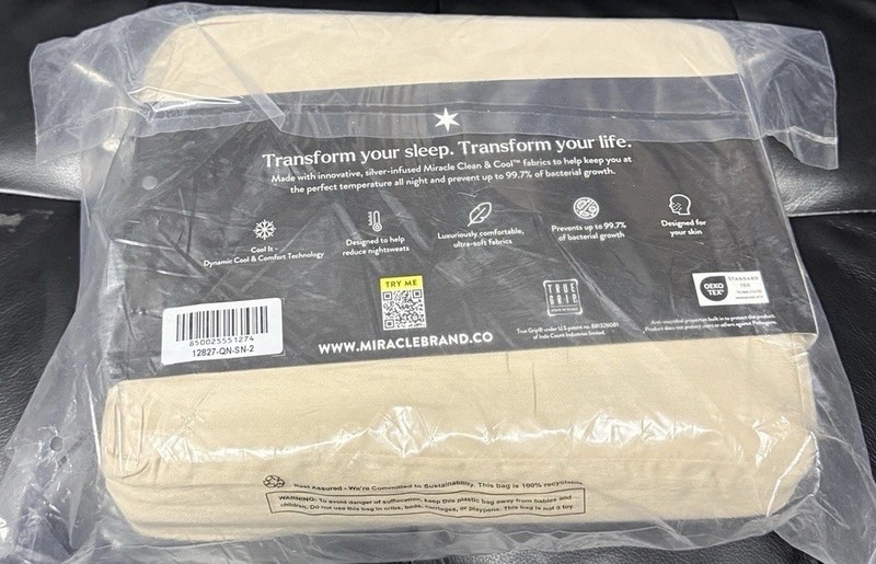 Miracle Made EXTRA LUXE Sheet Set QUEEN Cooling Self Cleaning SAND Tan Sateen gallery