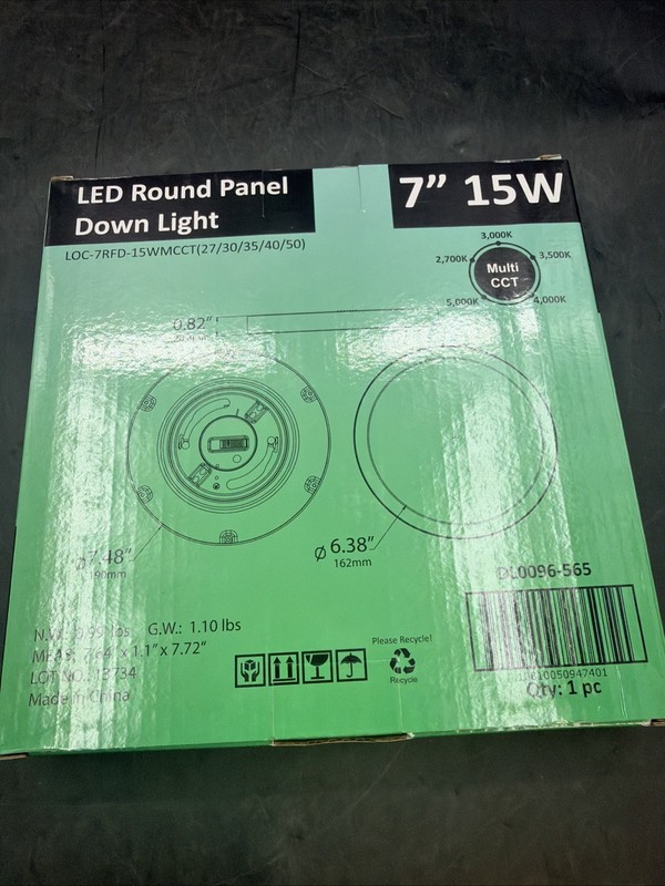 LEDone 7” LED Round Panel Downlight 15W Multi-CCT 2700-5000K 7- PACK OF 4 gallery