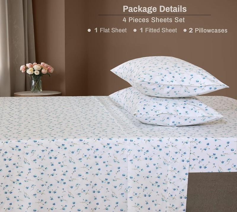 Cooling & Crisp 100% Cotton Percale Queen Sheet Set – Breathable, Deep Pockets gallery