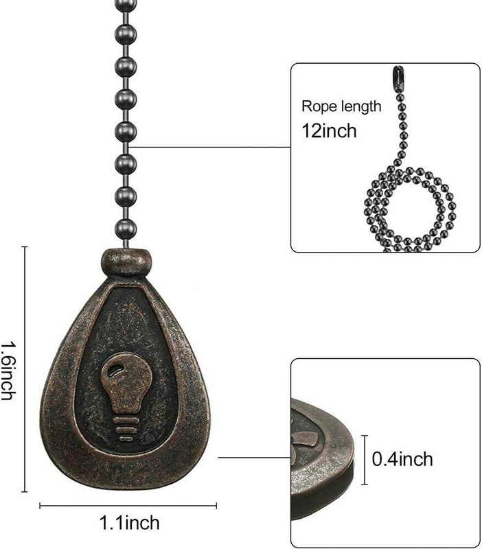 Bronze Ceiling Fan Pull Chain Set, Decorative Fan Pull Chain Pendant Extension gallery