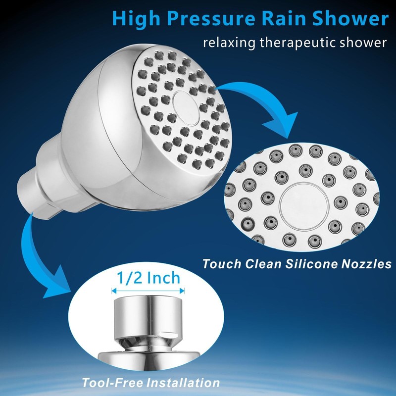 High Pressure Shower Head Powerful Bathroom Pressure Boosting Showerhead Pe... gallery