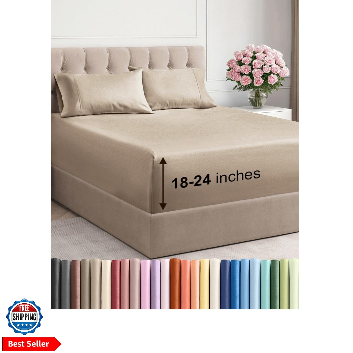 Extra Deep Queen Sheet Set - 4 Piece Breathable & Cooling Bed Sheets - Easily... gallery