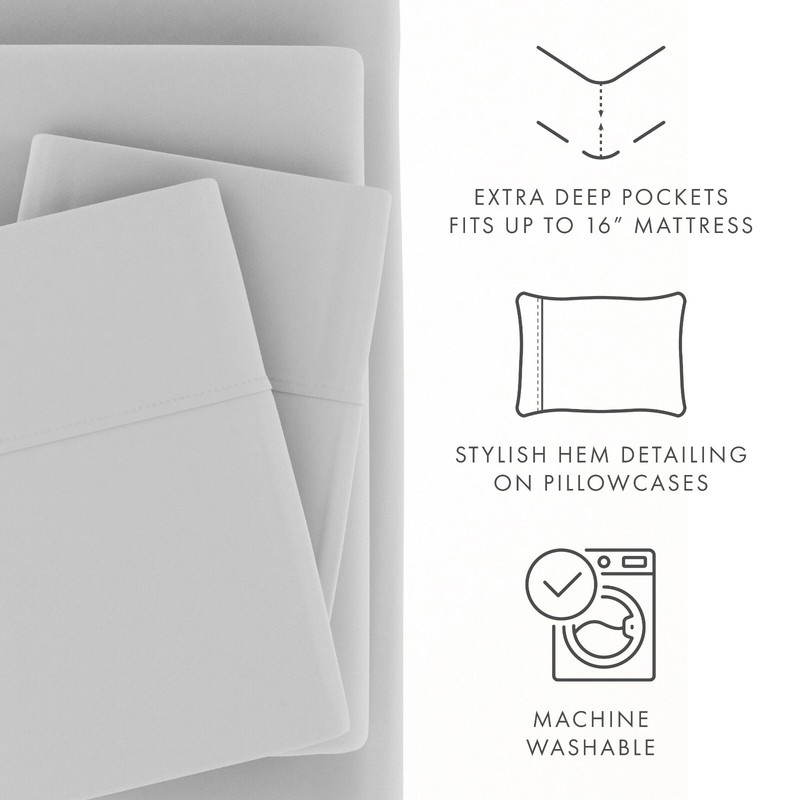 Kaycie Gray Basics Softest Microfiber 4PC Sheets Set Deep Pocket gallery