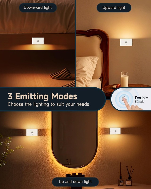 6-Pack Rechargeable Motion Stair Lights White, Dimmable Night Lights with 3 M... gallery