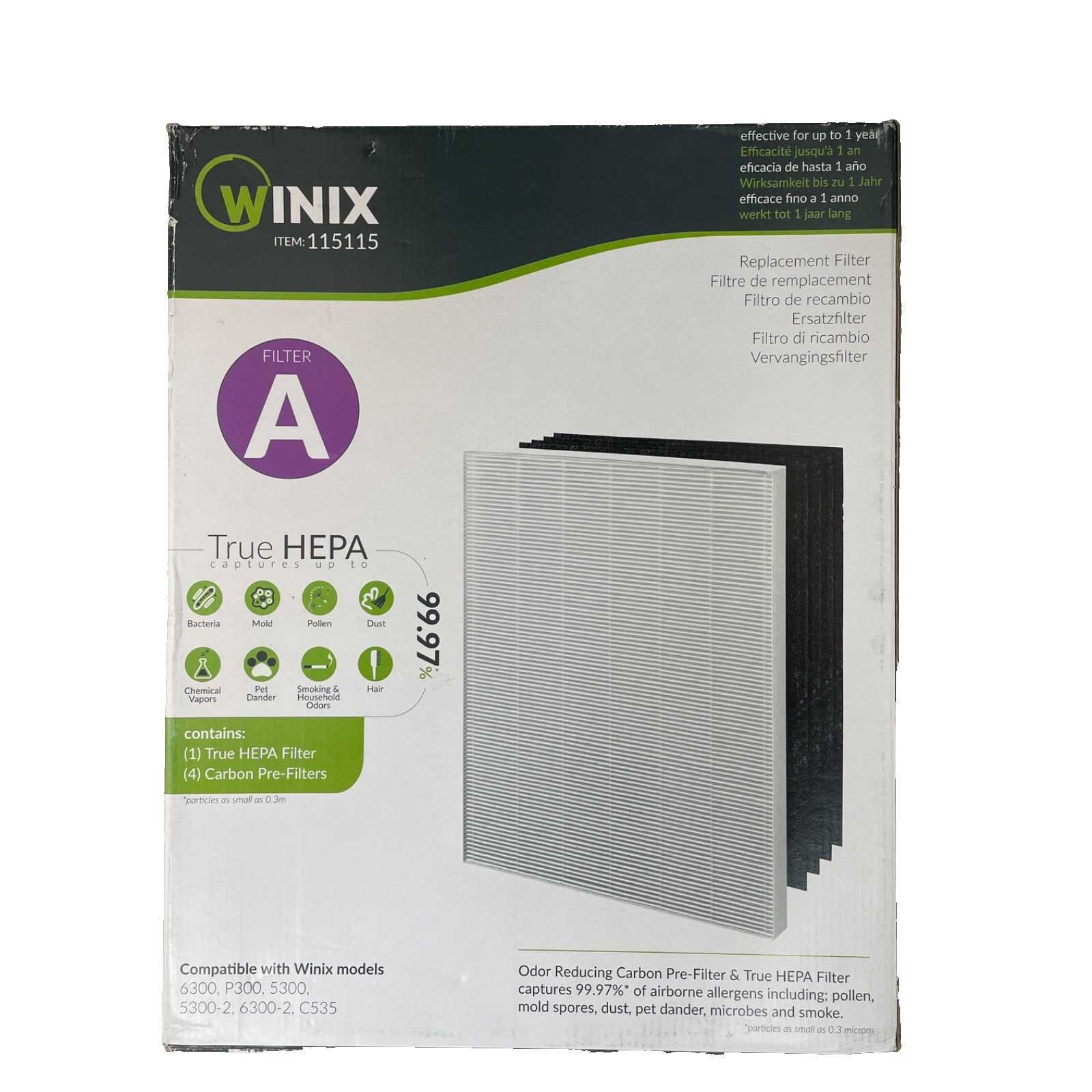 Winix 115115 Replacement Filter Set (Filter A) 4 Carbon + 1 True Hepa gallery
