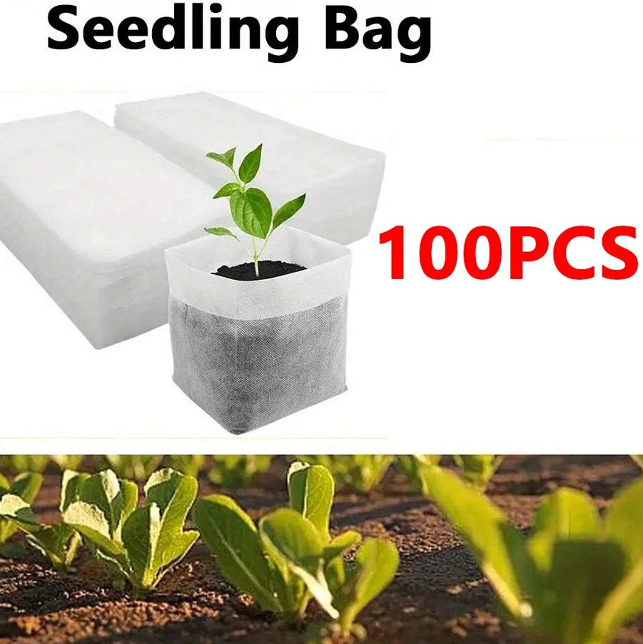 100pcs Biodegradable Seedling Grow Bags Non Woven Nursery Pots Set - NEW gallery