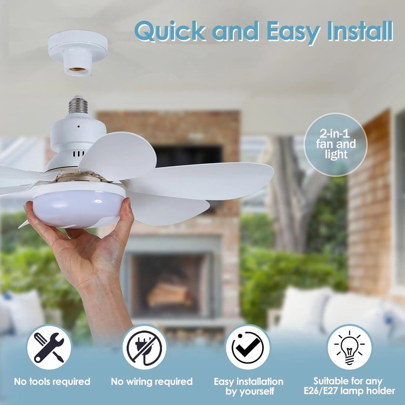 Socket Fan Light Ceiling Fans With Lights And Remote Dimmable LED Ceiling Fan US gallery