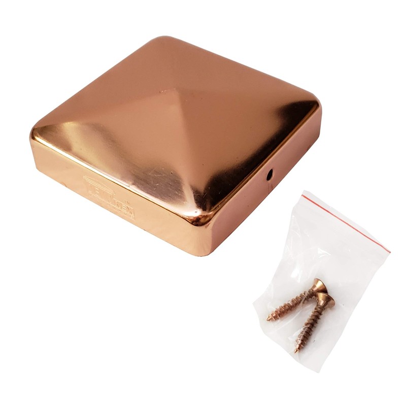 3.5" x 3.5" Solid Copper Pyramid Post Cap for True/Actual 3.5" x 3.5" Wood Po... gallery