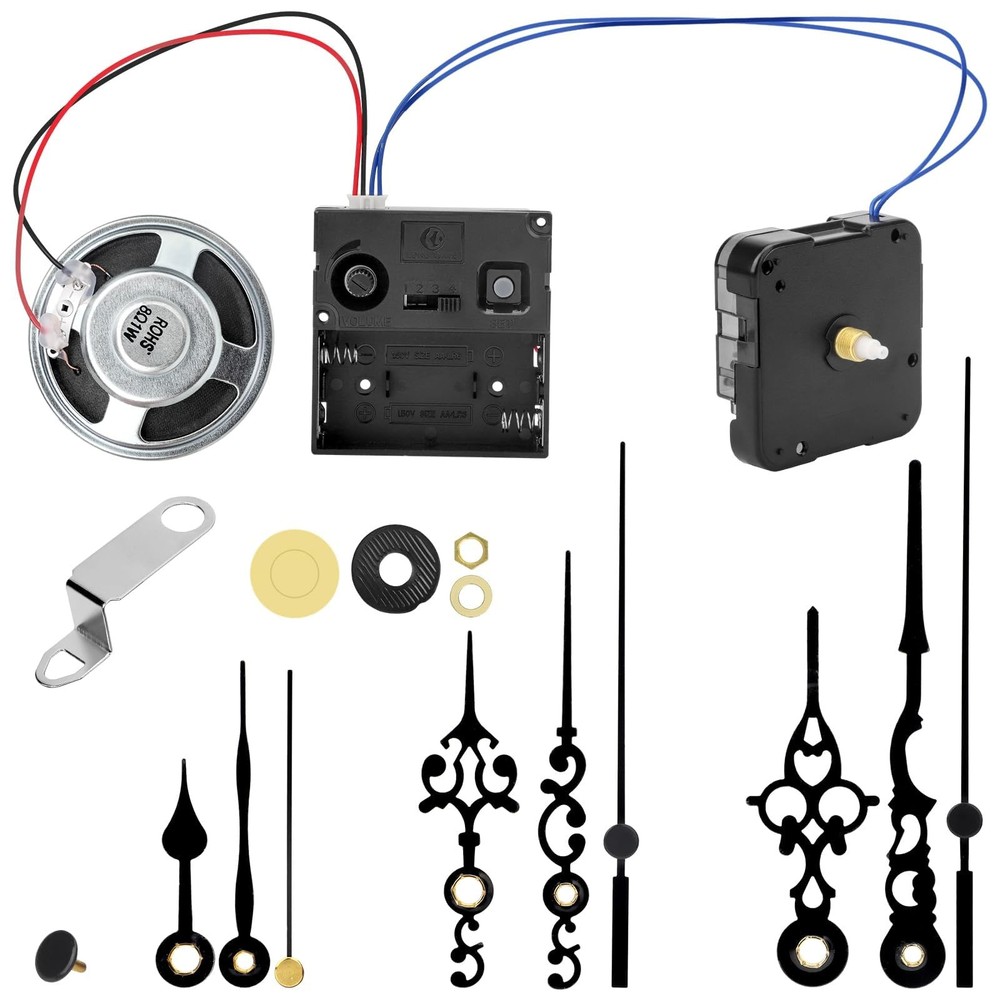 EEEKit Chiming Clock Mechanism Replacement, Battery Motors with Chime Black