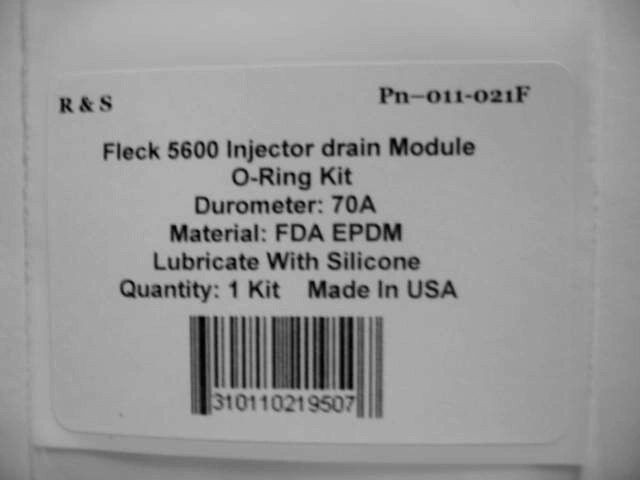Fleck 5600 Injector Drain Module O-Ring Kit / R&S 011-021F / FDA NSF61 Material gallery